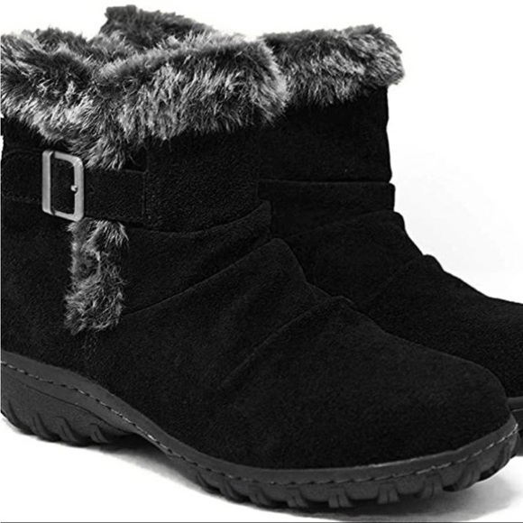 Khombu | Black Suede Zipper Lindsey All Weather Rubber Sole SlipOn Boots 9 - Picture 17 of 17
